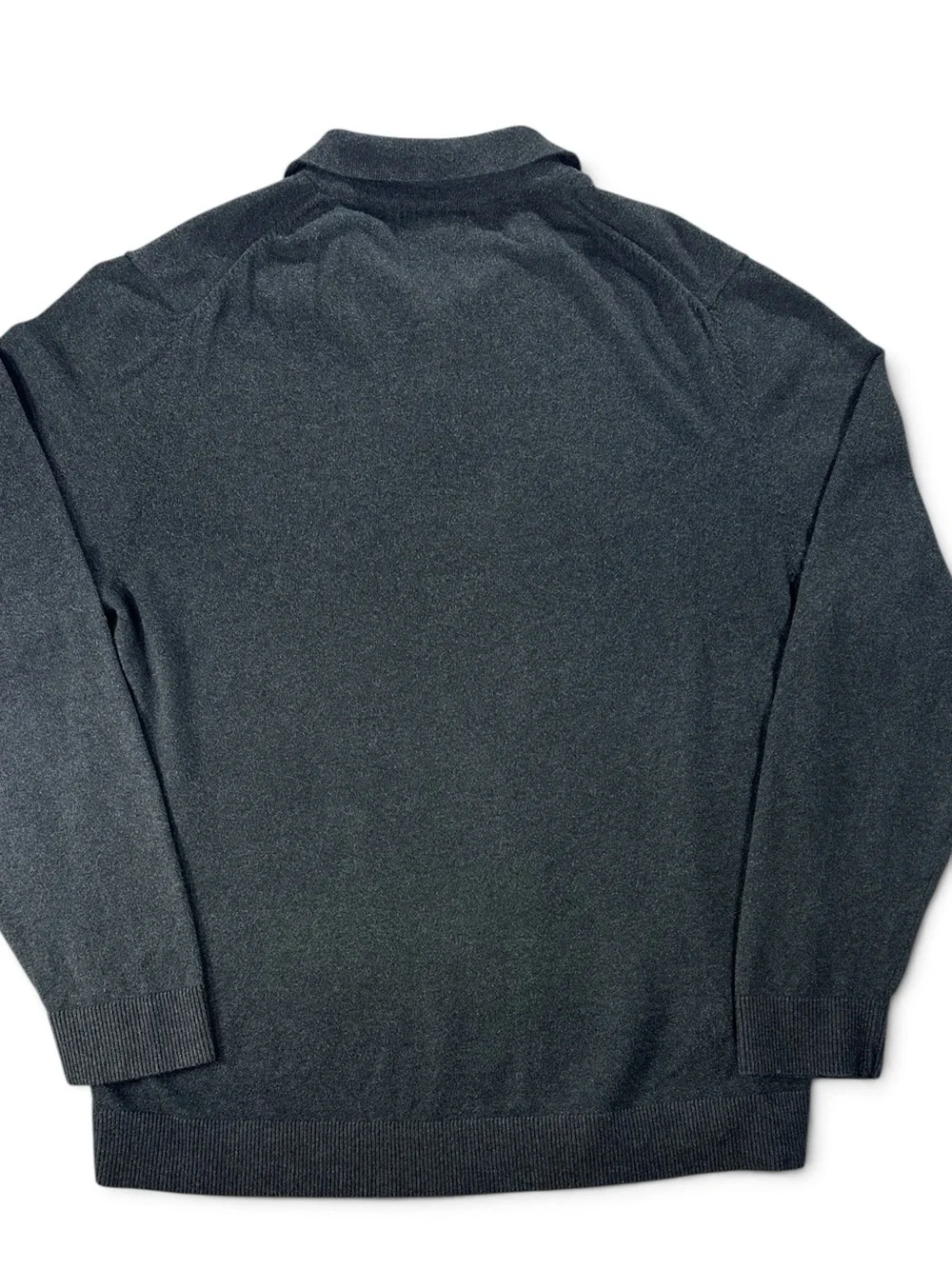 Eddie Bauer Men's Charcoal Gray Cotton Cashmere Long-Sleeve Polo Sweater L